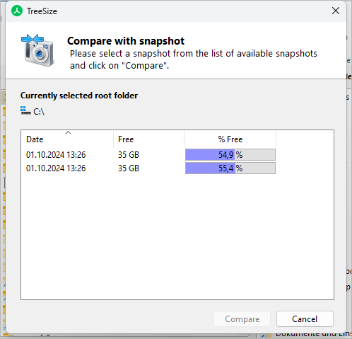 TreeSize Pro report comparison and snapshot